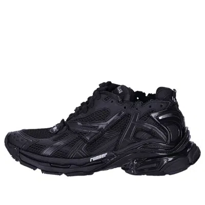 Balenciaga Men Runner Mesh And Leather Sneakers In Black