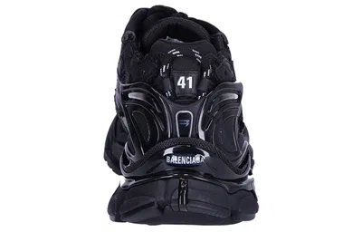 Balenciaga Men Runner Mesh And Leather Sneakers In Black