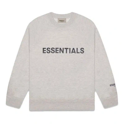 Essentials Fear Of God  Fw20 Long Sleeve Logo Tee 'heather Oatmeal' In Gray