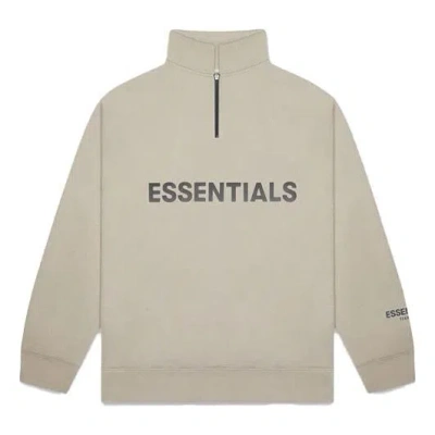 Essentials Fear Of God  Fw20 Half Zip Sweatshirt 'olive' In Gray