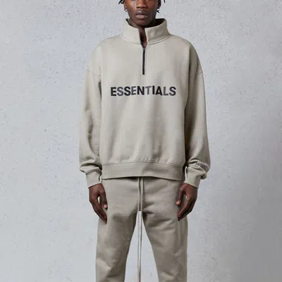 Essentials Fear Of God  Fw20 Half Zip Sweatshirt 'olive' In Gray