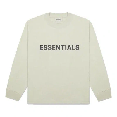 Essentials Fear Of God  Fw20 Long Sleeve Logo Tee 'sage' In White