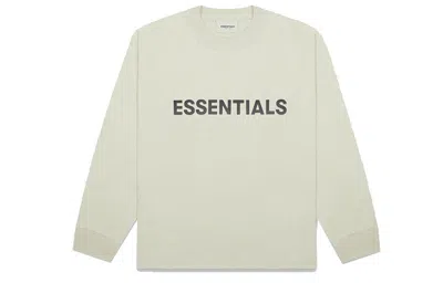 Essentials Fear Of God  Fw20 Long Sleeve Logo Tee 'sage' In White