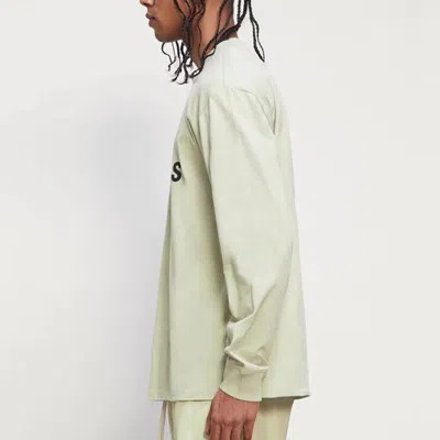 Essentials Fear Of God  Fw20 Long Sleeve Logo Tee 'sage' In White