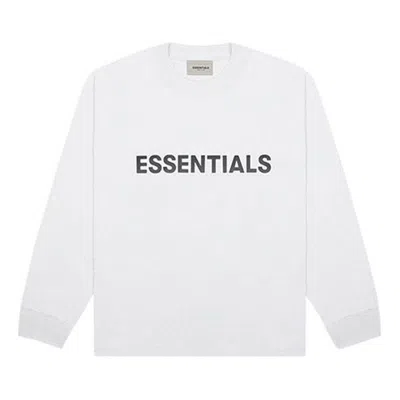 Essentials Fear Of God  Ss20 3d Silicon Applique Boxy Long Sleeve T-shirt 'white' In White