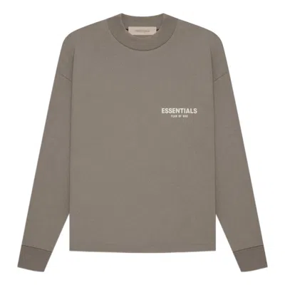 Essentials Fear Of God  Ss22 Mens Long Sleeve Tee 'desert Taupe' In Brown