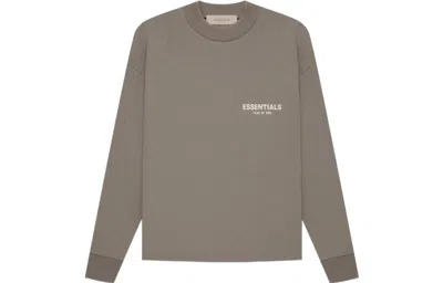 Essentials Fear Of God  Ss22 Mens Long Sleeve Tee 'desert Taupe' In Brown