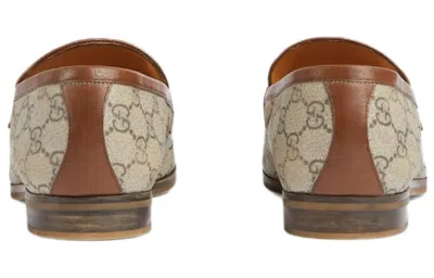 Gucci Horsebit Gg-canvas Loafers In Beige Ebony Brown Sugar