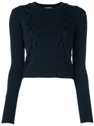 Neil Barrett Cable Knitted Jumper In Black