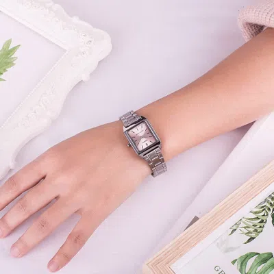 Casio Stainless Steel Strap Waterproof Pink Analog In Silver