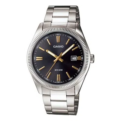 Casio Stainless Steel Strap Quartz Waterproof Black Watch Dial Black Analog In Metallic