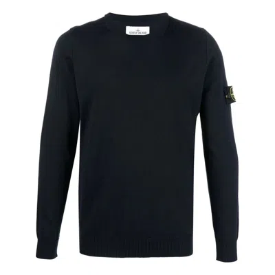 Stone Island Midnight Blue Wool Blend Sweater In Black