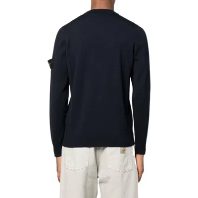 Stone Island Midnight Blue Wool Blend Sweater In Black