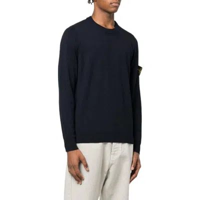 Stone Island Midnight Blue Wool Blend Sweater In Black