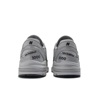 New Balance Round Toe Grey Mesh Sneakers With Textured Rubber Sole