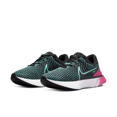Nike (wmns)  React Infinity Run Flyknit 3 'black Pink Prime Dynamic Turquoise'