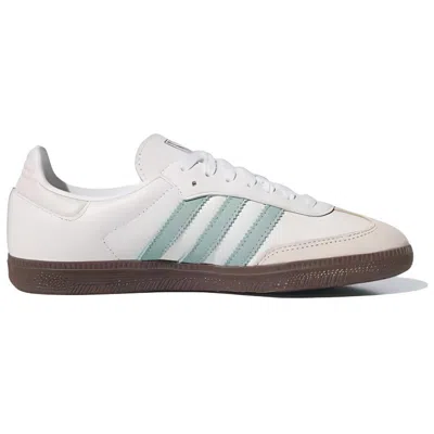Adidas Originals Womens Cloud White Legacy Teal Samba Og Logo-print Leather Low-top Trainers