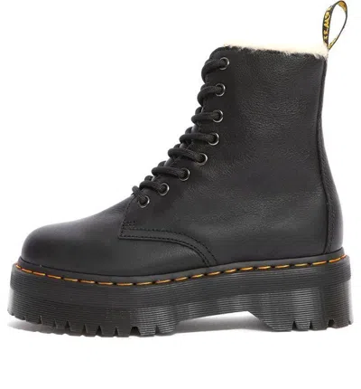 Dr. Martens Jadon Faux Fur Lined Leather Platform Boots In Black