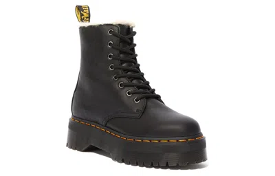 Dr. Martens Jadon Faux Fur Lined Leather Platform Boots In Black