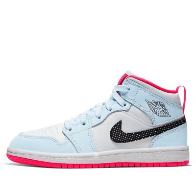 Air Jordan (ps)  1 Mid 'half Blue' In White