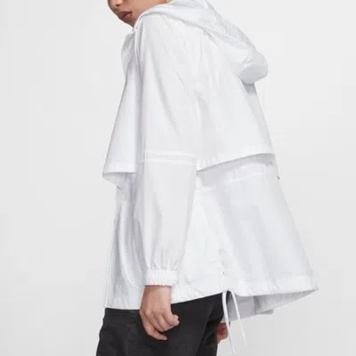 Nike Logo Embroidered Solid Color Windbreaker Jacket In White