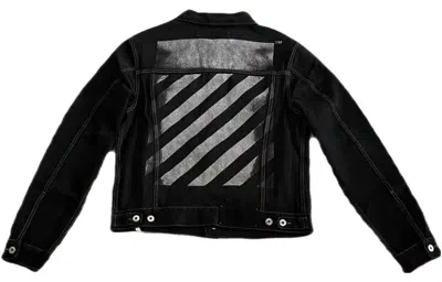 Off-white Alphabet Patterned Turn Down Collar Denim Jacket 'black'