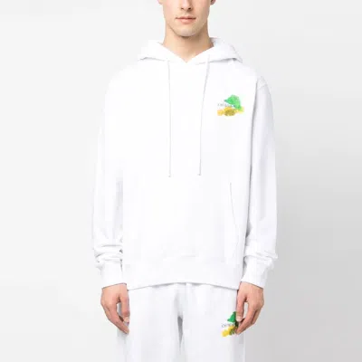 Off-white Brush Arrow Slim Hoodie White Multicolor In Gray