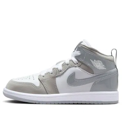 Air Jordan (ps)  1 Mid Se 'white Medium Grey Cool Grey' In Gray