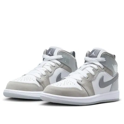 Air Jordan (ps)  1 Mid Se 'white Medium Grey Cool Grey' In Gray
