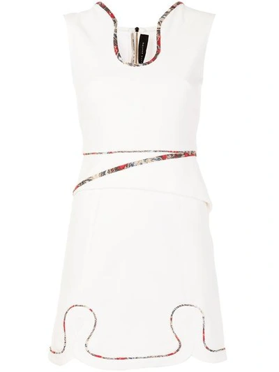 Roland Mouret Floral-trim Conrad Mini Dress In White-multi | ModeSens