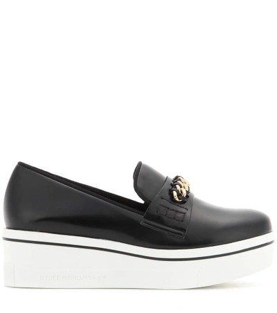 Shop Stella Mccartney Embellished Faux Leather Platform Slip-on Sneakers In Black