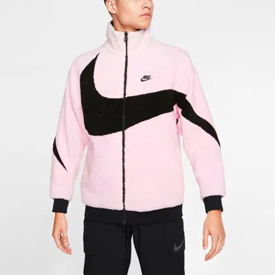 Nike Big Swoosh Reversible Boa Jacket (asia Sizing) 'pink Black'