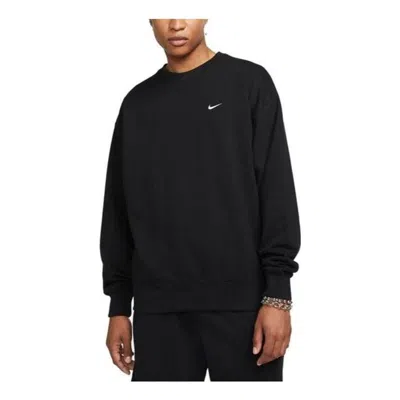 Nike Solo Swoosh Oversized Logo-embroidered Cotton-blend Jersey Sweatshirt In Black