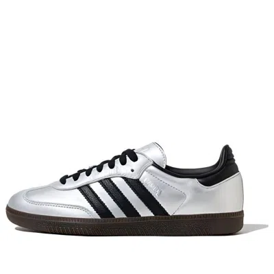 Adidas Originals Womens Silver Metallic Black Gu Samba Og Logo-print Metallic-leather Low-top Trainers Eur 36 / 3 Uk In White