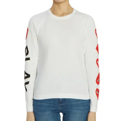 Comme Des Garçons Play (wmns) Comme Des Garcons Play 5 Hearts Long Sleeves Tee 'white'