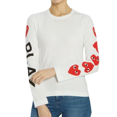 Comme Des Garçons Play (wmns) Comme Des Garcons Play 5 Hearts Long Sleeves Tee 'white'