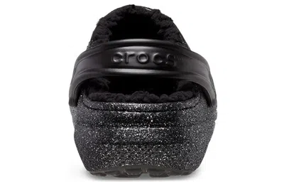Crocs Classic Glitter Lined Clogs 'black Silver'