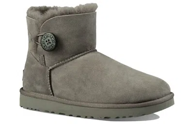 Ugg ® Mini Bailey Button Ii Genuine Shearling Boot In Gray