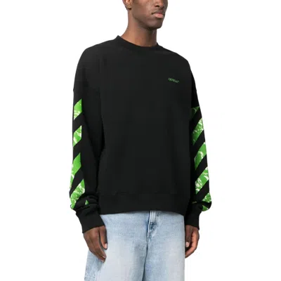 Off-white Diag-stripe Cotton Sweatshirt In Black,green