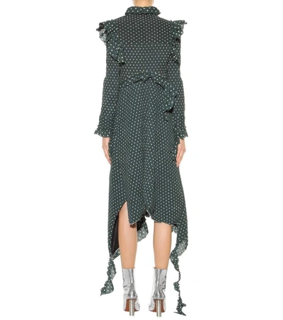 Shop Vetements Ruffled Polka Dot-printed Dress In Greee
