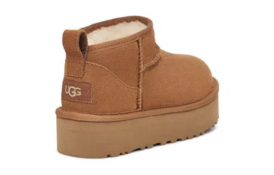 Ugg Ultramini Beige Boots With Platform In Suede Woman In Brown