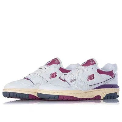 New Balance Man Sneakers Purple Size 9 Leather In White