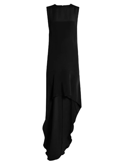 Raey Train-hem Silk Dress In Black