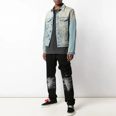 Off-white Men's  Graffiti Denim Blue Jacket
