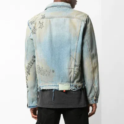 Off-white Men's  Graffiti Denim Blue Jacket