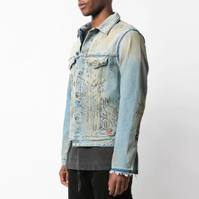 Off-white Men's  Graffiti Denim Blue Jacket