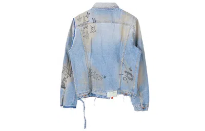 Off-white Men's  Graffiti Denim Blue Jacket