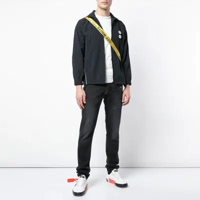 Off-white Solid Color Stand Collar Zipper Jacket Slim Fit Version Black
