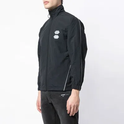 Off-white Solid Color Stand Collar Zipper Jacket Slim Fit Version Black