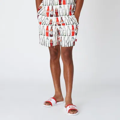 Kith X Coca-cola Surf Board Print Hardaway Shorts 'white' In Multi